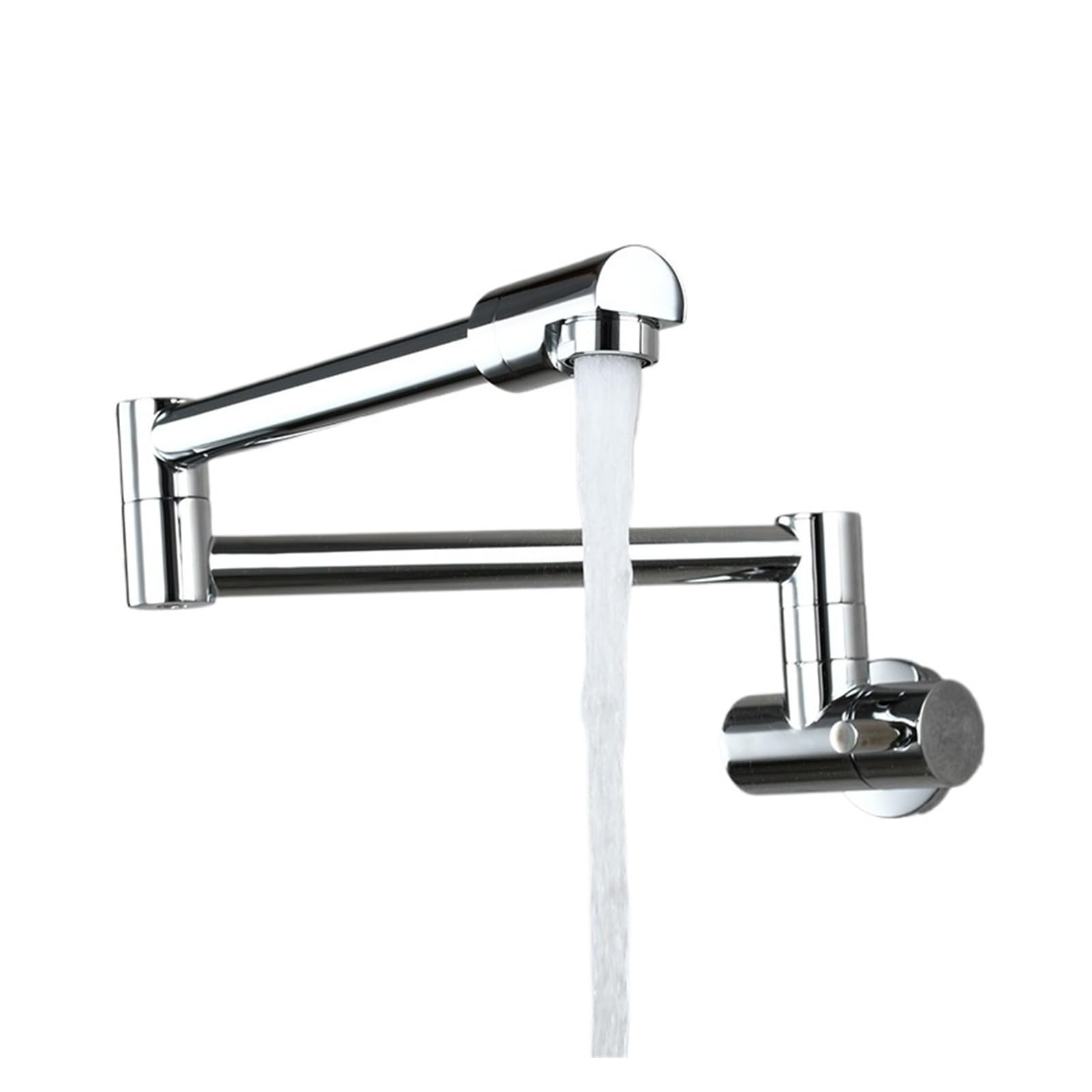 ZQFHSX Brass Kitchen Faucet, Wall Mount Single Cold Hole Mixer Rotate Fold Faucet Chrome Tap for Most Scenarios(Grey)
