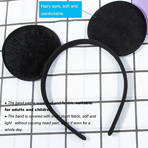 CHuangQi 20pcs Mouse Ears Headband, Solid Black4