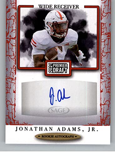 2021 SAGE Hit Premier Draft Autographs Red #A63 Jonathan Adams Jr Auto Autograph Arkansas State Red Wolves Pre Rookie Football Trading Card in Raw (NM or Better) Condition