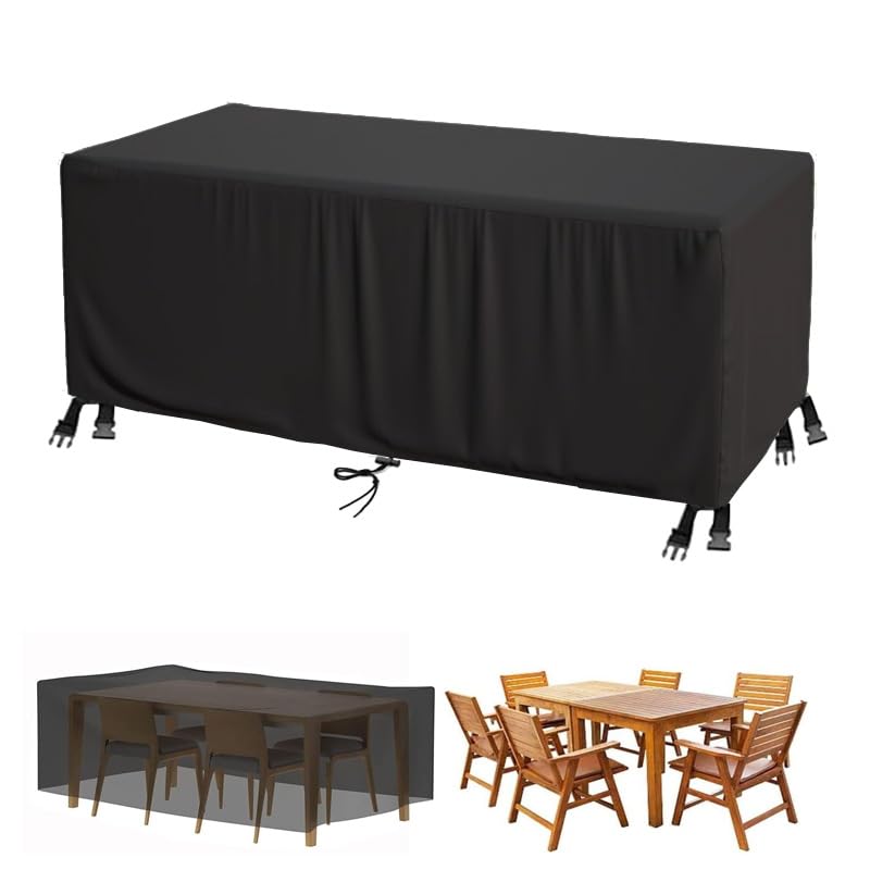 Outdoor Table Cover,Garden Furniture Cover Garden 195 L x115 W x95 H cm Waterproof Covers for Outdoor Furniture Protector Double Stitching,Patio Set Covers Waterproof Square for Outside,Backyard