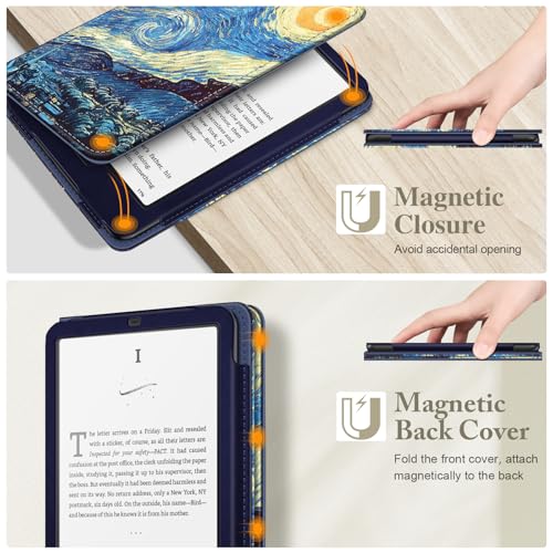 Image of Fintie Case for 7 inch /6.8 inch Kindle Paperwhite(12th /11th Generation-2024 /2021) and Kindle Colorsoft Signature Edition -Slim Foldable Stand Cover Auto Wake /Sleep for Paperwhite 2024, Starry Night