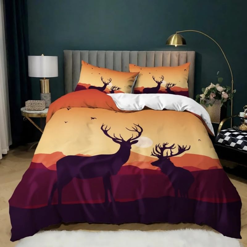 Housse de couette wapiti 140x200 anti-plis en microfibre douce et respirante