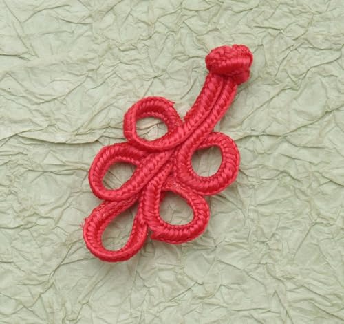 Ruwado 5 Pairs Chinese Knots Frog Buttons Closure Sewing Fasteners Polyester Vintage Closure for Sweater Cloak Coats Scarf Cardigan Costumes Outfit Crafting Cheongsam (Red)