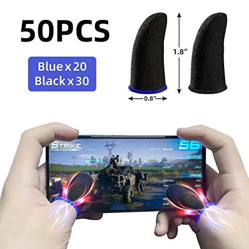 50 Pieces Finger Sleeves For Gaming, Thumb Sleeves Mobile Gaming Controller, Anti-Sweat Breathable Seamless Touchscreen Thumb Cover For Pubg, League Of Legend, Rules Of Survival, Knives Out, Fortnine #TOP1