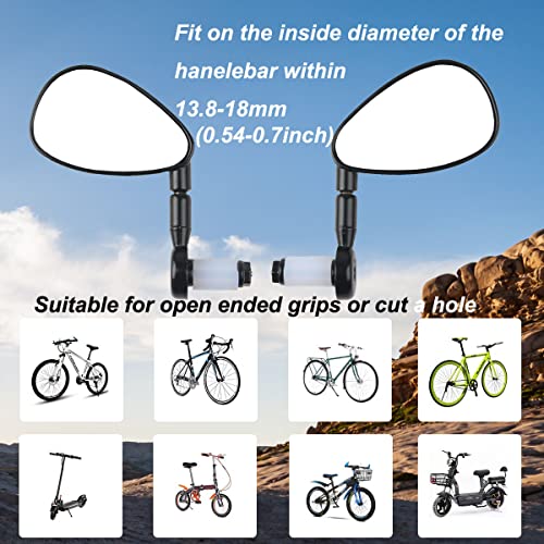 2023 New 1 Pair Bar End Bike Mirrors Bike Mtb Road Mirror Hd Acrylic Convex Lens, Aluminum Alloy Shell Shockproof Bicycle Mirror E-Bike Mirrors, Safe Cycling Rear View Handlebar Mirrors #TOP5