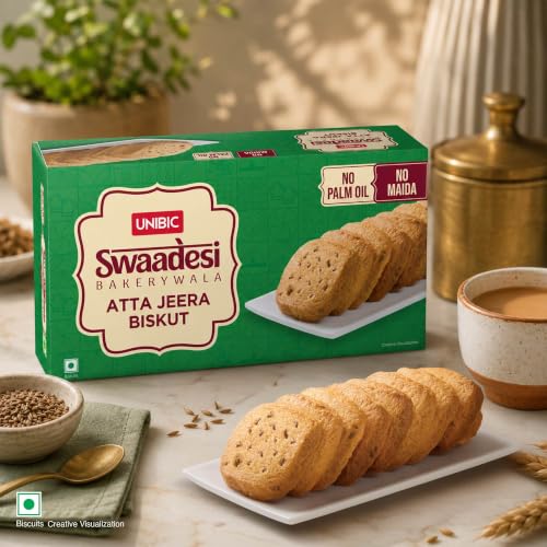 Image of Unibic Swaadesi Atta Jeera Bakery Biscuits - No Maida, No Palm Oil I Bakery Biscuits I 200 gm
