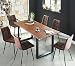 Produktbild SAM 7 TLG. Essgruppe Esra, Baumkantentisch 120x80 cm, Akazie-Holz cognacfarben, Gestell schwarz, 6X Schalenstuhl ULF braun
