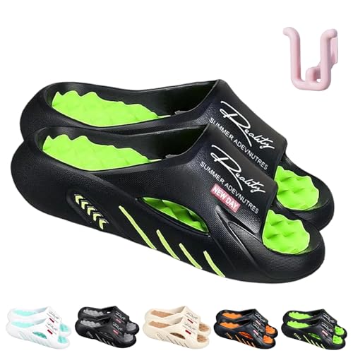HItianya Sandalias deslizantes para hombre y mujer, sandalias de masaje de suela gruesa para ducha de verano, zapatos de recuperación antideslizantes para piscina interior y exterior, a, 0 UK Wide
