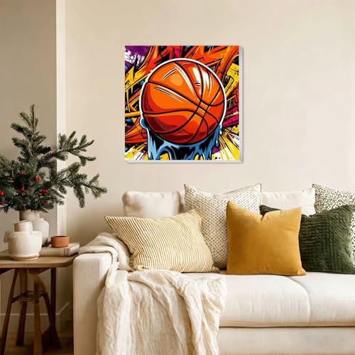 XTCIXAL Framed Paint by Numbers Kit for Adults Beginner & Kids Ages 8-12, Basketball Paint by Numbers for Adults, Acrylic Painting by Number Kits for Home Wall Decor - 10x10 Inch, Includes Easel — view 3