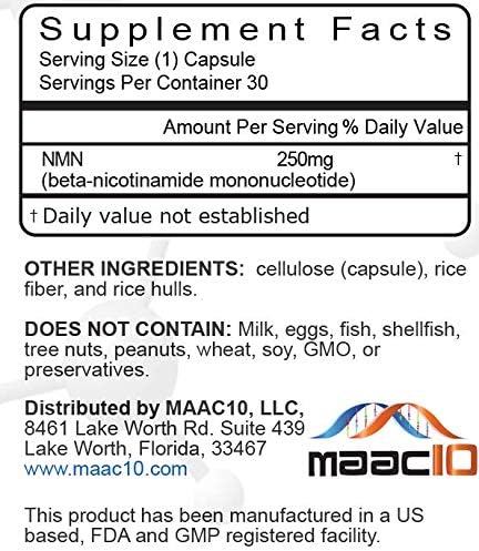 Miniatura 2 de MAAC10 NMN Supplement 250mg Capsules - Genuine NMN Nicotinamide Mononucleotide NAD+ Supplement, Stabilized Form, Pairs Well with Trans-Resveratrol