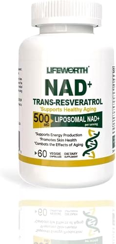 NAD+ 500 mg - 60 CapsulesNAD+ and Resveratrol Formula to Fight Aging, Support Metabolism, Brain Function and Antioxidant Defense