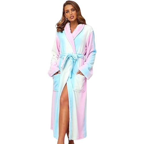RONGTAI Womens Bathrobe Ladies Fleece Plush Warm Long Robes Fleece Nightgown Sleepwear