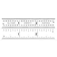 Vista 1 de Regla de acero templado Starrett Spring, con graduación de pulgadas, graduaciones estilo 4R, 1