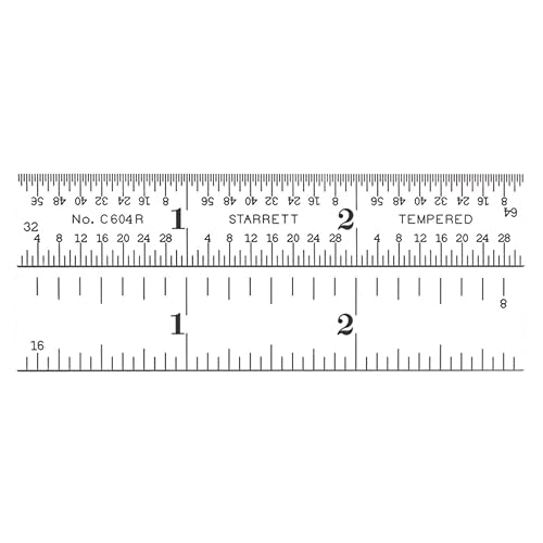 ​Regla de acero templado Starrett Spring, con graduación de pulgadas, graduaciones estilo 4R, 1