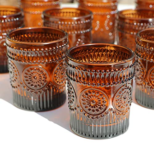 Voho Votive Candle Holders Set Of 12, Glass Tealight Candle Holder Amber Gifts For Room Decor, Tea Lights Candle Holder For Centerpiece Table Decorations(2.1 X 2.6 Inch, Brown) #TOP1