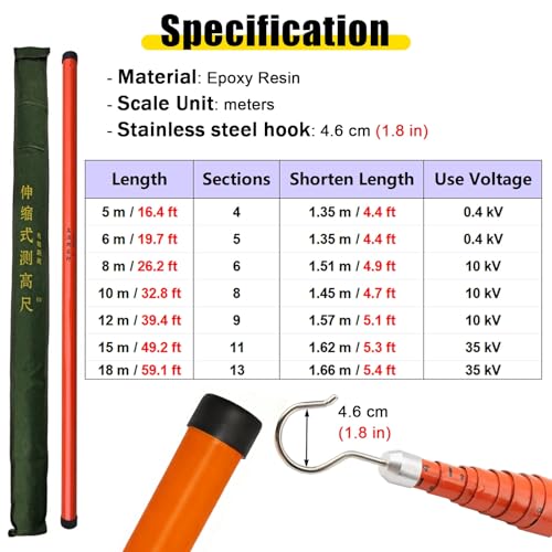 Bâton de mesure isolé haute tension avec graduation double face - 6