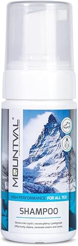 Mountval Champú, espuma limpiadora para ropa y equipo de senderismo, limpia prendas repelentes al agua, Transparente (neutro)