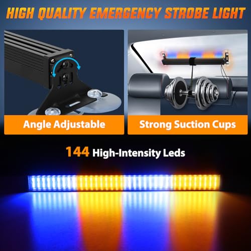 Image of Nilight 144 LED Strobe Traffic Advisor Light Bar Amber Blue w /Controller