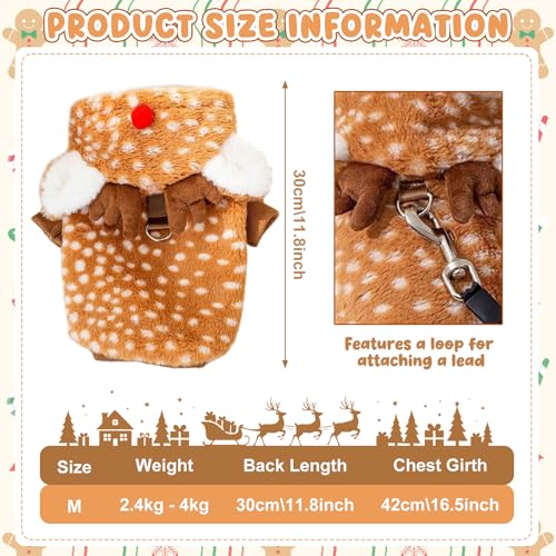 SPERMUOY Hundekostüm Weihnachten Haustier Kleidung,Hund kostüm Weihnachte mit hat,Katze Hund kostüm Haustier Weihnachten Kleidung für Klein Hund Katze-M