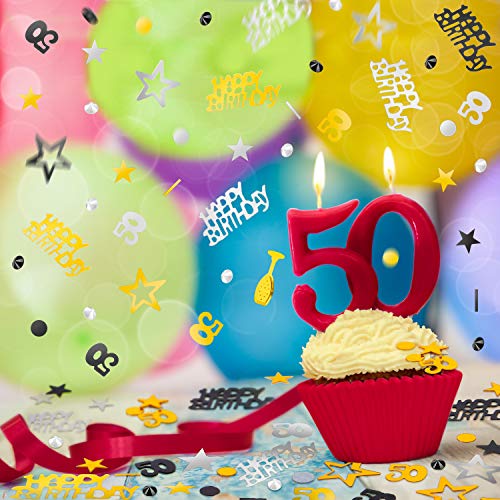 50Th Birthday Confetti 50 Number Confetti 50Th Party Confetti Metallic Foil 50 Table Scatter Confetti Decoration For 50 Birthday Party Diy Arts Crafting Supplies, Gold Black And Silver (3000 Pieces) #TOP3