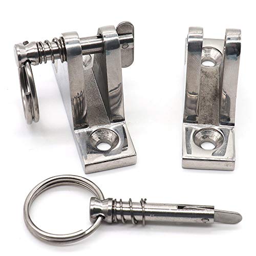 Image of VTurboWay Bimini Top Deck Hinge with Pin and Ring, 316 Stainless Steel, Free Installation Screws