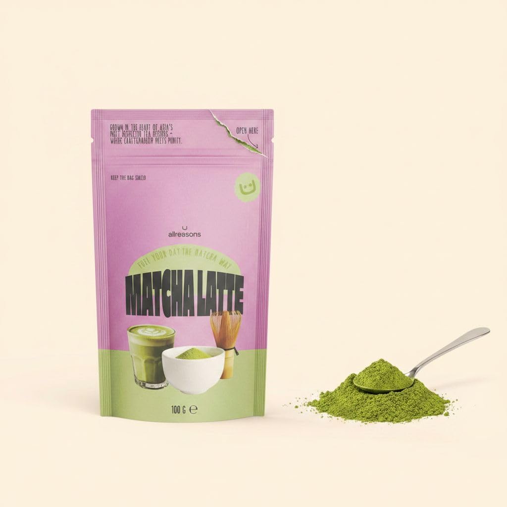 Allreasons Matcha Latte Classic | Veganes Matcha Pulver mit Kokosblütenzucker | Gentechnikfrei | Natürlich | Pflanzlich (10 × 100 g)