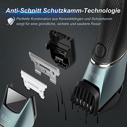 Intimrasierer Mann, Kibiy Elektrischer Körperrasierer Herren mit LED-Licht und Spiegel, IPX7 Wasserdichter Körperhaartrimmer, Profi Bodygroomer mit Keramikklinge und Schutzkamm, Wiederaufladbar - Image 4