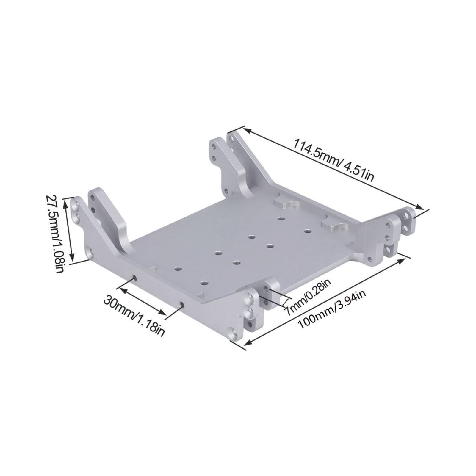 Soporte Transmisión RC Compatible Base Caja Cambios RC Reforzado Base Caja Cambios para Molistas, Array, Plata