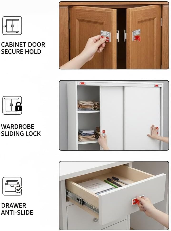 Premium Magnetic Door Catch for Adhesive Drawers Strong and Durable Closure Ideal for Kitchen Cabinets and Wardrobe Drawers Easy Installation with No Drilling Required