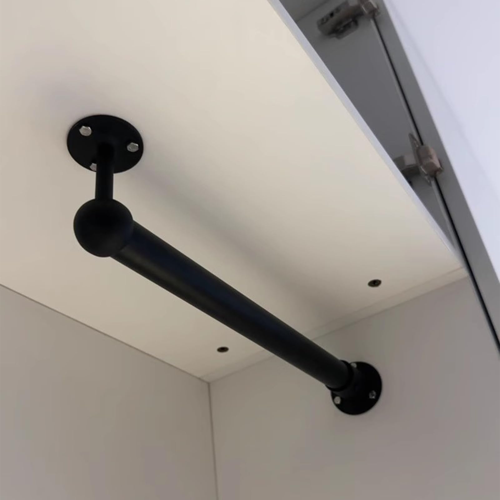 Estantería ajustable negra y estante de secado de ropa para montaje en techo/pared, diseño que ahorra espacio para habitaciones pequeñas, se extiende de 76 a 170 cm, acero inoxidable duradero (176 cm)