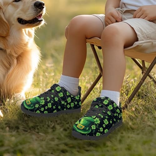 Girls St Patrick's Day Shoes Kids Single Buckle Sneakers Breathable Mesh Athletic Running Tennis Shoes3