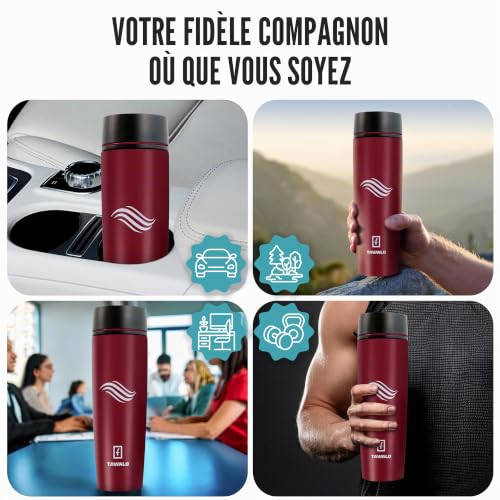 TAVIALO Mug Isotherme 460ml – Thermos INOX Étanche, rose, Maintien Chaleur/Fraîcheur Longue Durée, Design Compact et Élégant – Idéal Café, Voyage, Sport – vue 6