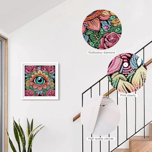 Image of Diamond Art Painting Kits for Adults, 5D Special Shape Crystal Rhinestone Diamond Painting, Artistic Flower with Eye Design, DIY Diamond Art Kits for Beginners, Home Wall Decoration Gift, 12x12 Inch