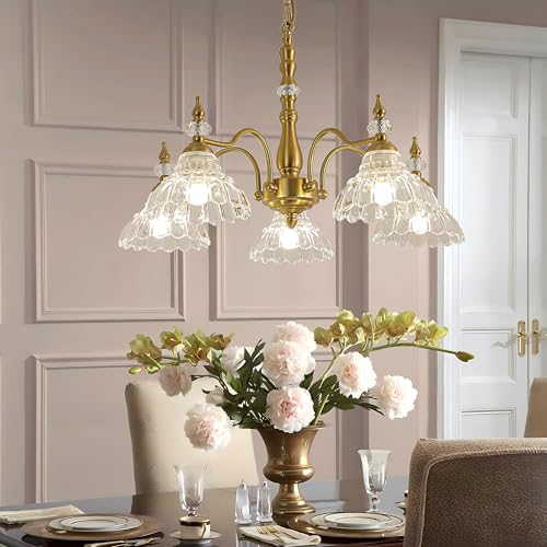 Esther Life NO Vintage Chandelier, 5-Light Gold Brass Crystal Chandeliers For Dining Room, Antique Victorian Chandelier thumb #5