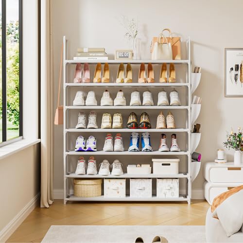 Image of OYREL Shoe Rack 7 Tier Shoe Organizer Shoe Storage 28-35Pairs Shoe Rack for Closet Shoe Rack Organizer Entryway Shoe Holder Space Saving Shoe Shelf Shoe Stand Large Tall Shoe Tower Garage