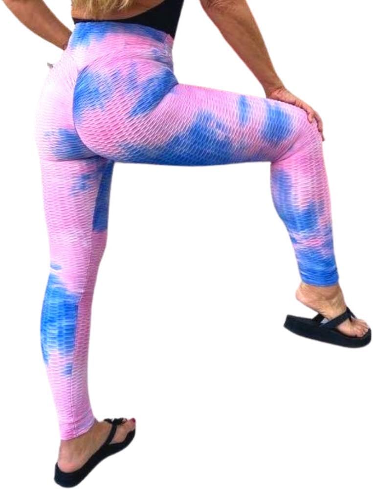 Tie Dye High Waist Butt Shaping Workout Leggings Anti-Cellulite Tummy Control Stretchy Yoga Pants