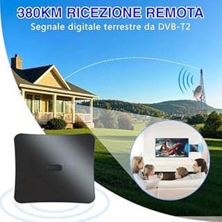 Antenna TV Interna, Digitale Antenna per Smart TVs(DVB-T2), Supporta Ricezione Canali Gratuiti in 4K/1080P, con Amplificatore potente, Cavo Coassiale 5 m e Connettore Maschio Tipo F