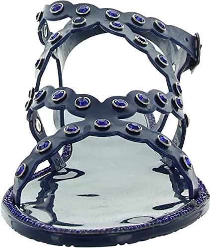 Kenneth Cole REACTION Women's Dahlia Jelly Jewel Sandal Flat, Navy, 9 | Image 1