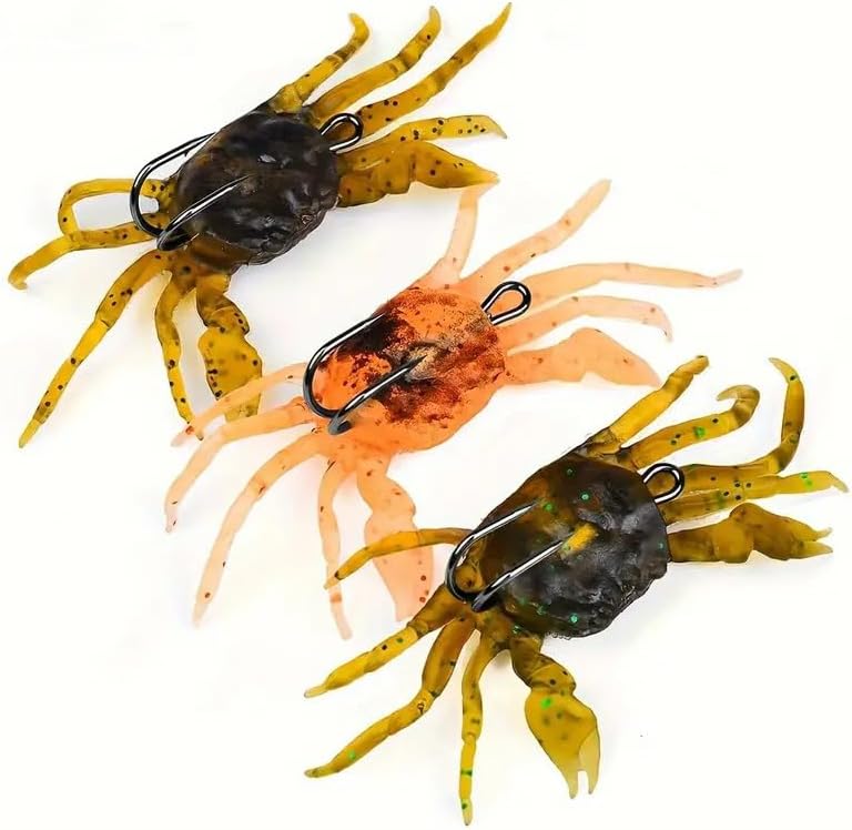 Miniatura 2 de 3 señuelos de pesca de lubina, señuelos de bagre, cebos de cangrejo biónico para pulpo, señuelo suave de silicona artificial con gancho para agua