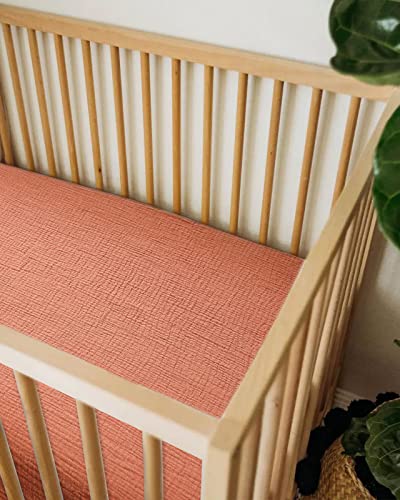 Image of Bassinet Sheet for Baby Boy and Girl, Fitted Sheets for Rectangle, Oval, Hourglass Bassinet Mattress, Muslin Moses Basket Sheets with Neutral Style (Brick)