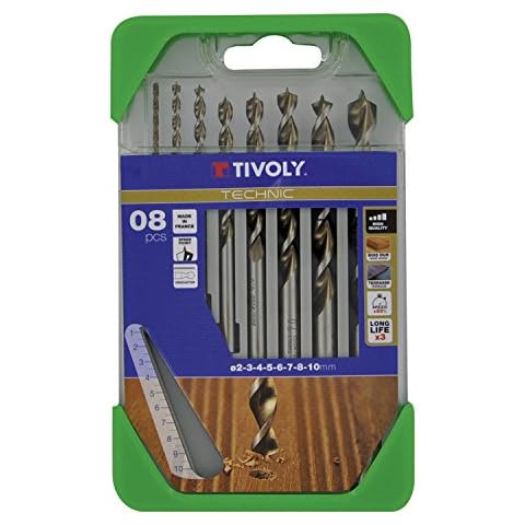 Tivoly G11 - Pack of 8 Wood Drill Bits, Technic Range (Diameter of 2, 3, 4, 5, 6, 7, 8, 10 mm) Cover