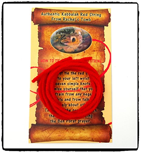 5 Kabbalah Wool Evil Eye Protection Red String Bracelets From Rachel's Tomb + Ben Porat Blessing Card