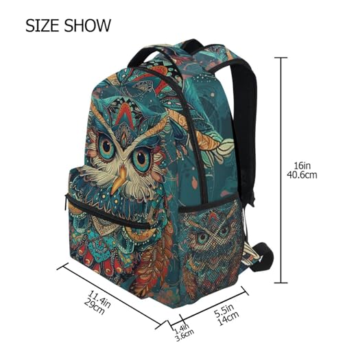Boho Vintage Owl (10) Laptop Backpack for Women Men, Personalized College Bookbag Travel Bag Casual Daypack back packs2