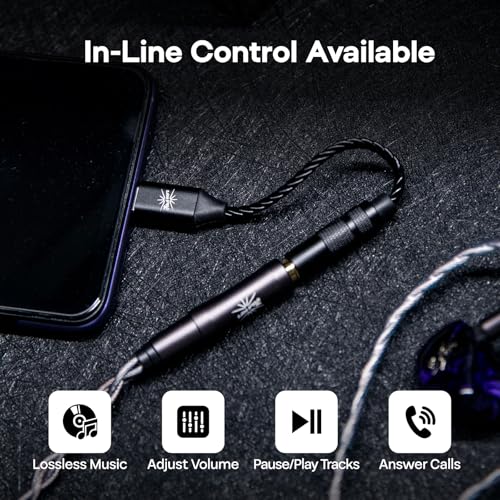 Image of Linsoul Kiwi Ears AD1 Type-C to 3.5mm Female Headphone DAC Adapter Cable, USB C to Aux IEM Dongle with KT02H20 Chip, High Res 32bit /384kHz, CTIA-Standard for iOS /Android /Windows Smartphones (Black)