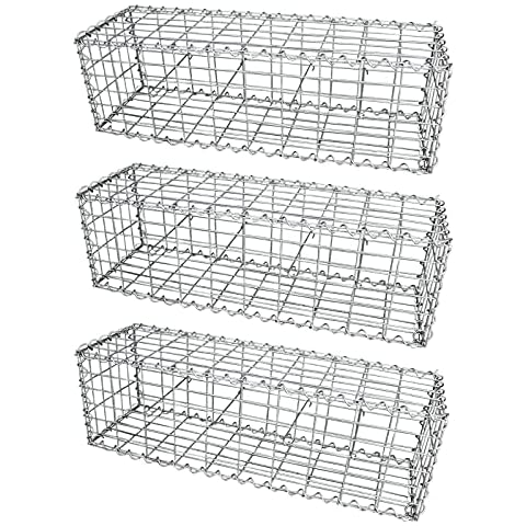 Monster Shop Gabion Baskets Galvanised Steel Cages Mesh Wire Stone Basket Outdoor Spiral Retaining Wall Planter Garden / 100 x 30 x 30cm / 3 Pack Cover