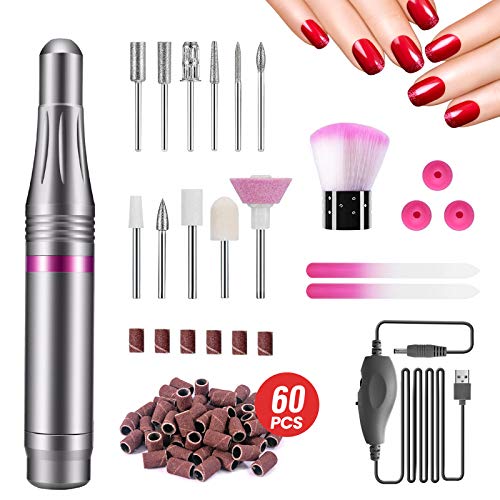Torno para Uñas, Seguro, Potente, 11 en 1 Limas de Uñas Eléctrica, Kit de Manicura y Pedicura Eléctrico Profesional, 20,000 RPM Velocidad Ajustable, Set de Manicura para Salón DIY
