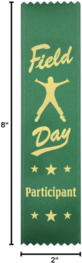 RibbonsNow Field Day Participant Ribbons - 100 Green Bookmark Style Ribbons