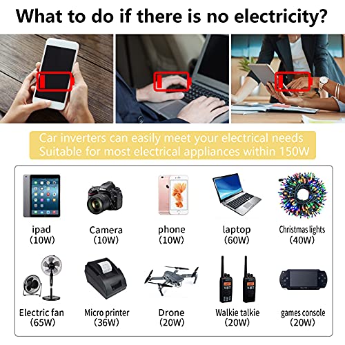 150W Car Power Inverter Dc 12V To 110V Ac Converter With 3.1A Dual Usb Power Inverters For Vehicles,Road Trip Essentials Camping Accessories #TOP3