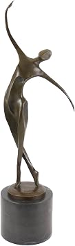 Kunst & Ambiente - Modern Bronze Figure - Abstract Dancer on Black Marble - Milo - 100% Real Bronze - Handcrafted Sculpture - Artist Signed - Home Decor