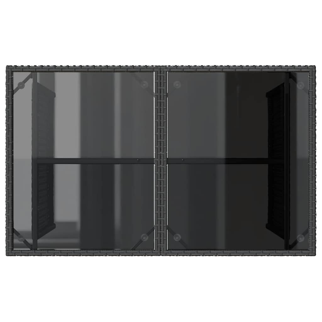 Genérico Mesa de jardín Superficie de Vidrio ratán PE Negro 110x68x70 cm, Mesas de jardín Negro,366350